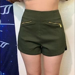 Bebe high waisted shorts in olive green color